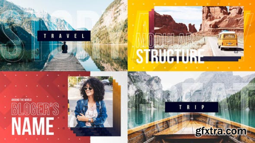 VideoHive Vlog Intro Youtube Channel Travel Blog Opener Dynamic Typography 24225215