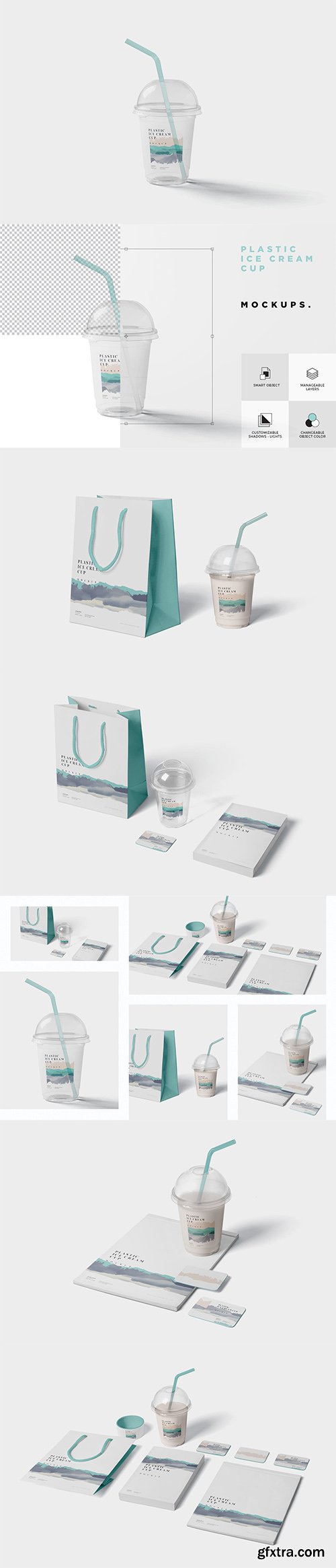 Transparent Plastic Ice Cream Cup Mockups