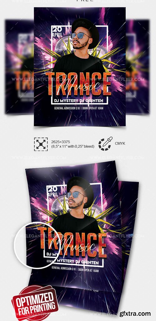 Trance Music V0708 2019 Flyer Template in PSD