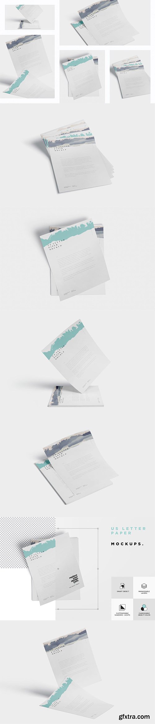 5 US Letter Paper Mockups