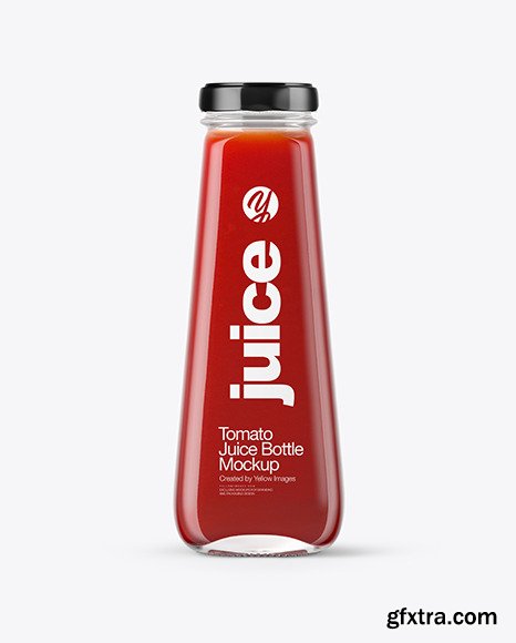 Clear Glass Bottle with Tomato Juice Mockup 46907