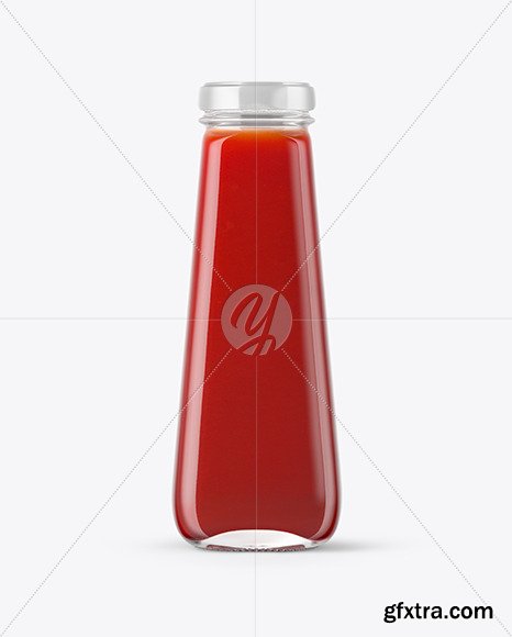 Clear Glass Bottle with Tomato Juice Mockup 46907