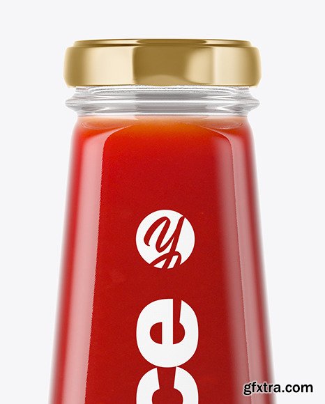 Clear Glass Bottle with Tomato Juice Mockup 46907