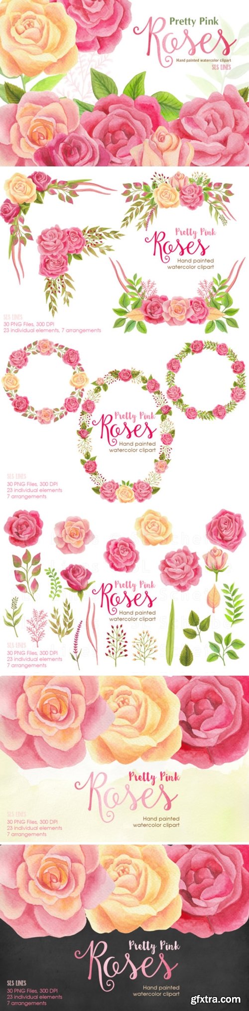 Pretty Pink Roses Watercolor Clipart 1686929