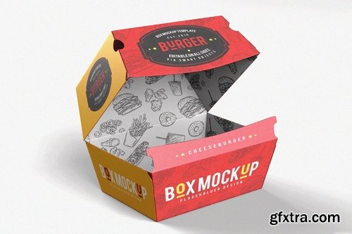 Takeaway Packaging Hamburger Box Mock-Up