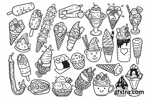 Ice Cream Doodle Vector