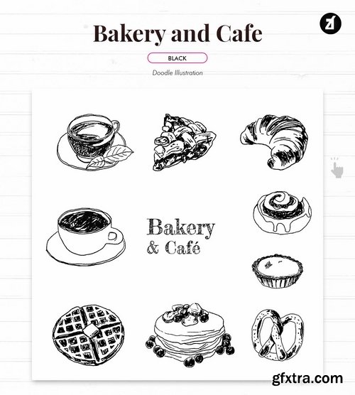 Bakery and cafe doodle vector illustration