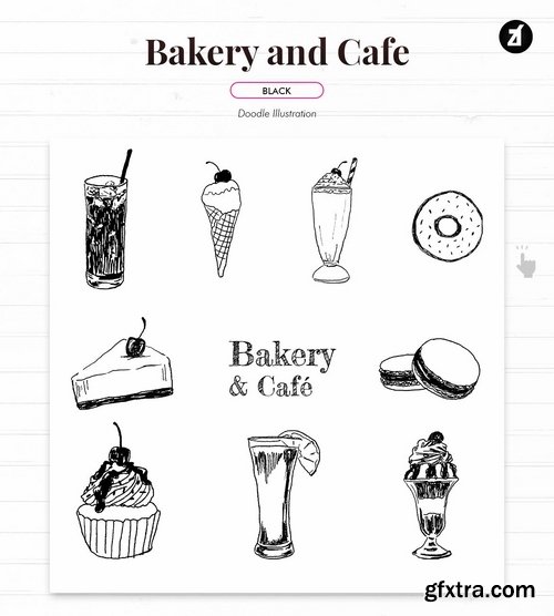 Bakery and cafe doodle vector illustration