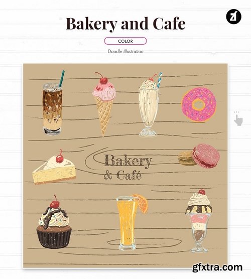 Bakery and cafe doodle vector illustration