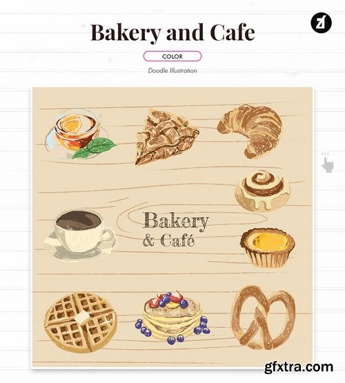 Bakery and cafe doodle vector illustration