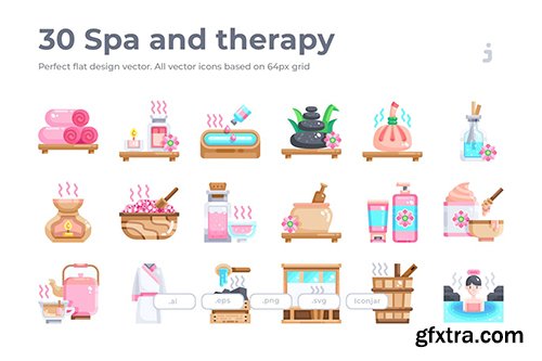 30 Spa and therapy Icons - Flat