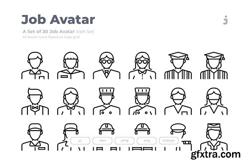 30 Job Avatar Icons - Outliner