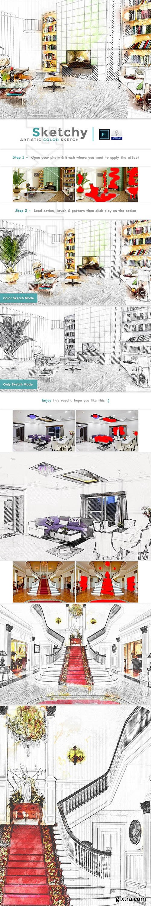 GraphicRiver - Sketchy - Artistic Color Sketch PS Action 24185668