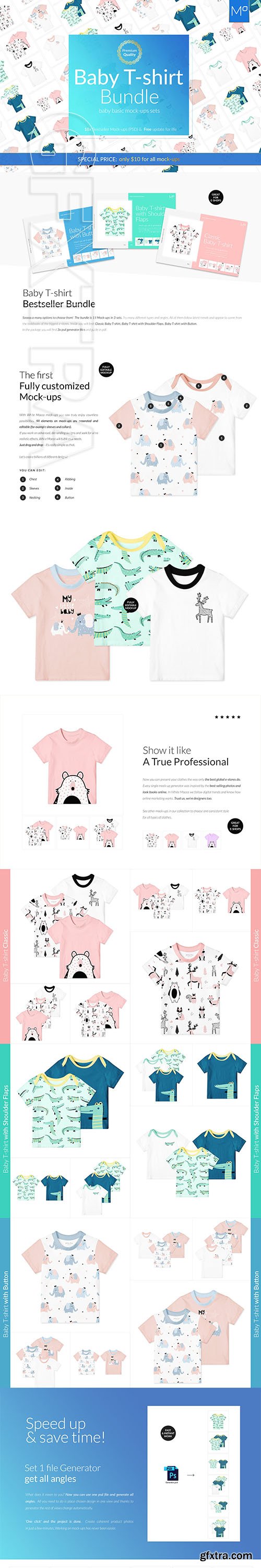 CreativeMarket - Baby T-shirt Bundle 18x Mock-ups 3902177