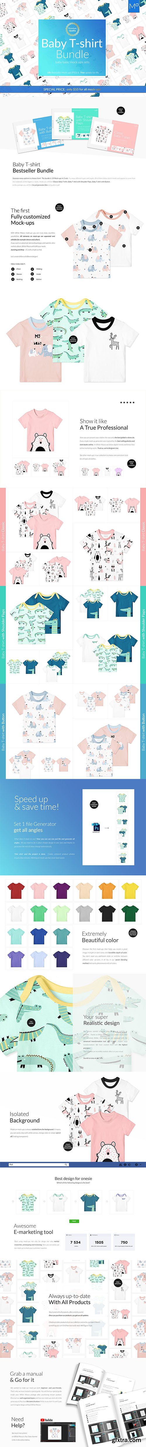 CreativeMarket - Baby T-shirt Bundle 18x Mock-ups 3902177