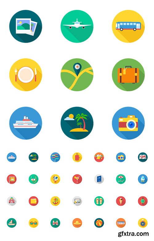 40 Travel Tourism & Holiday Icons Flat