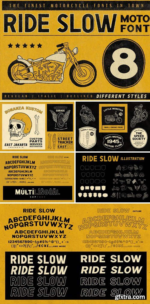 CM - Ride Slow - Motorcycle Font Bundle 2017153