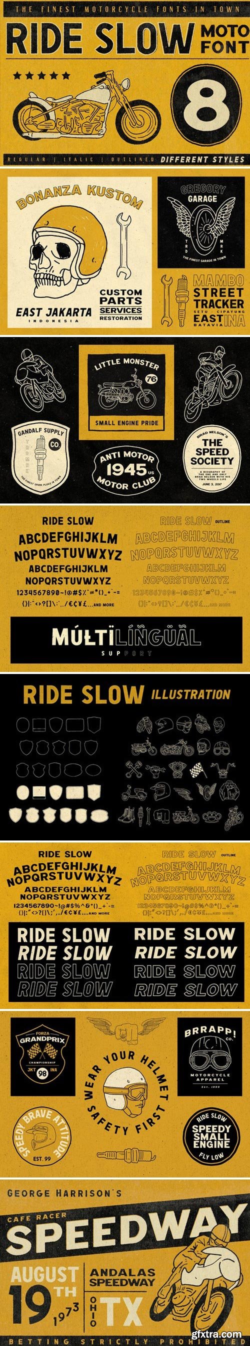 CM - Ride Slow - Motorcycle Font Bundle 2017153