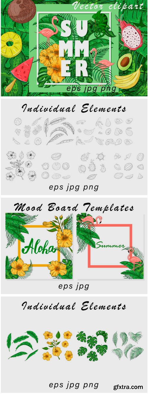 Summer Vector Clipart and Pattern 1694167