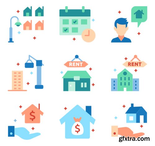 120 Real Estate Icons (Lineal Color, Flat, Outline, Solid)