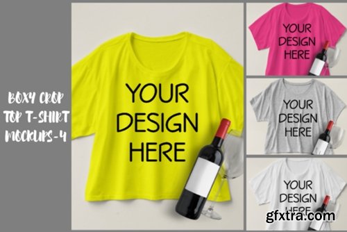 Boxy Crop Top T-shirt Mockups 4