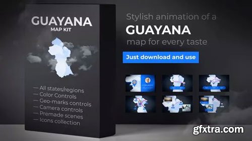 Videohive - Guyana Animated Map - Co-operative Republic of Guyana Map Kit - 24317596