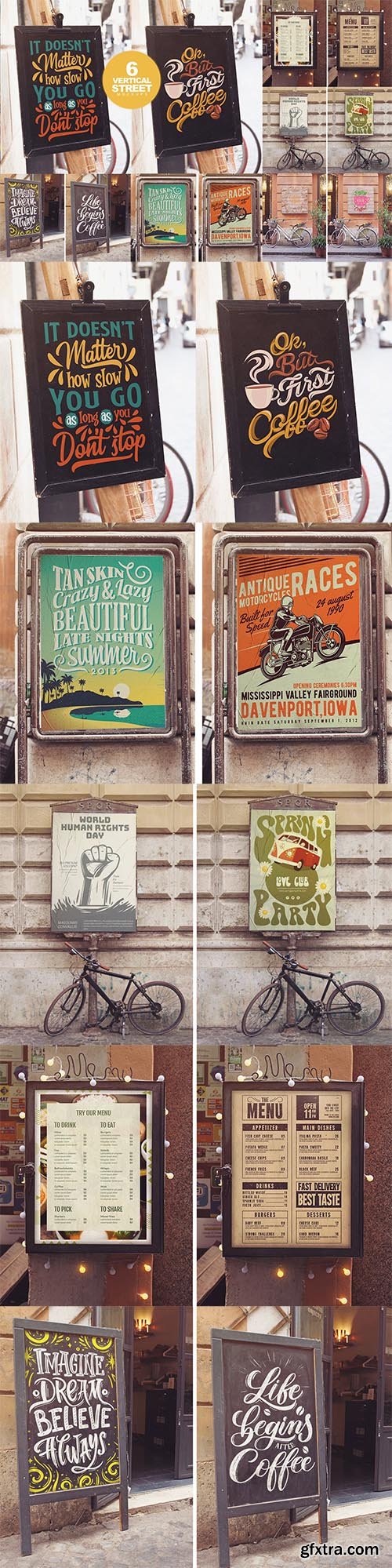 Vertical Signboard Mockups x6