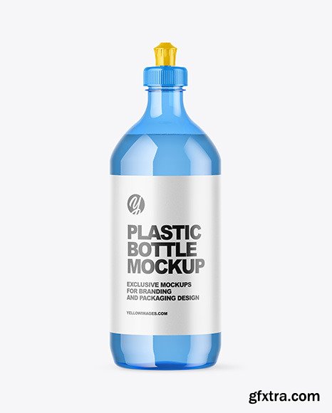 Blue Plastic Bottle with Squeeze Cap Mockup 47609