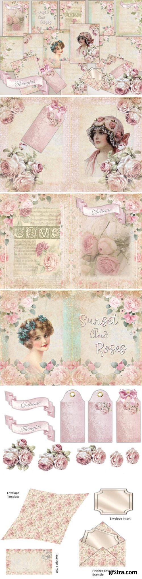 Shabby Chic Backgrounds with Ephemera