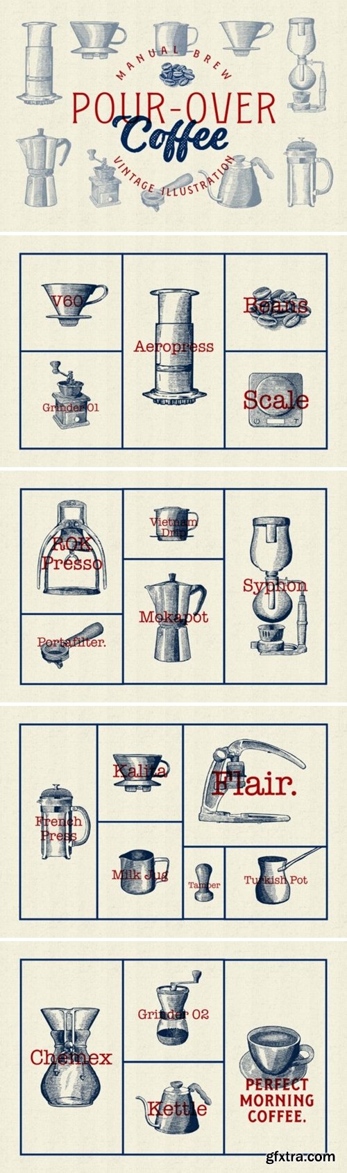 Pour over Coffee Illustration Vintage 1667253