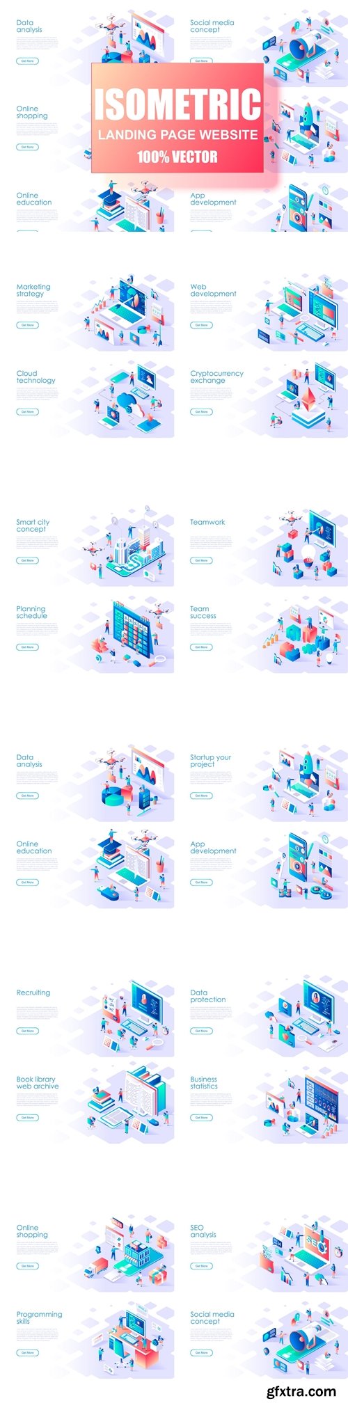 Isometric Flat Design Concept Landing Page