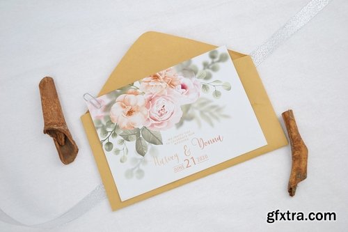 Realistic Wedding Invitation Card Mockup V2