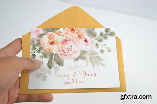 Realistic Wedding Invitation Card Mockup V2