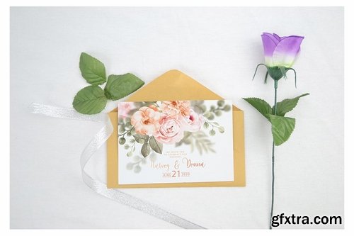 Beautiful Realistic Wedding Invitation Mockup V3