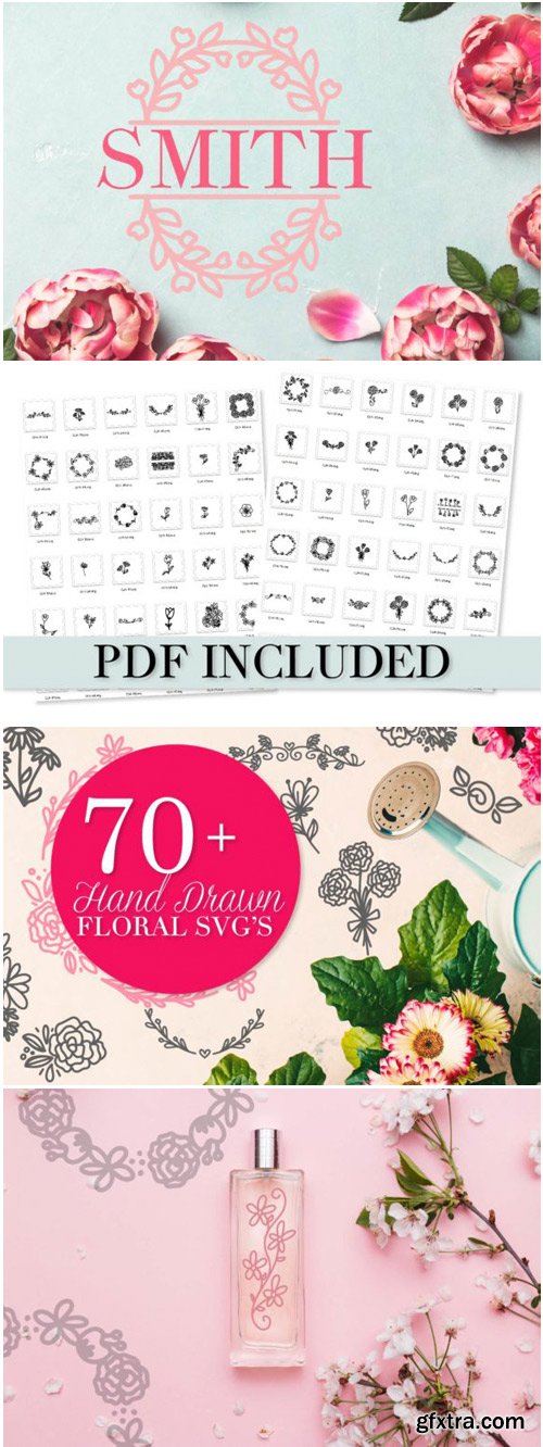 Over 70 Floral SVG\'s Hand Drawn 1697799