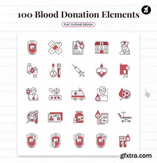 100 Blood donation elements