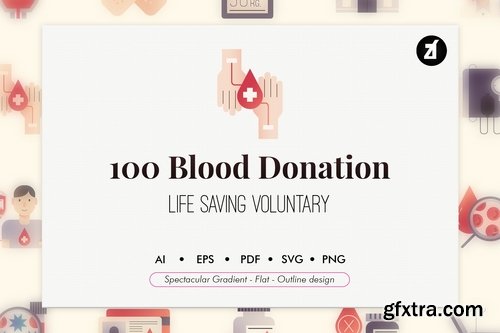 100 Blood donation elements