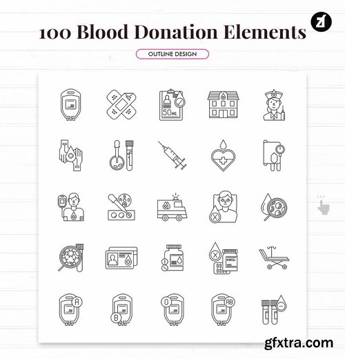 100 Blood donation elements