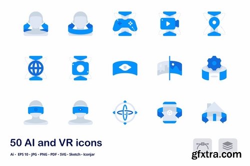 AI and VR Accent Duo Tone Flat Icons