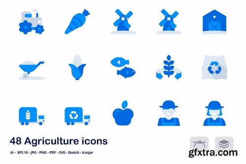 Agriculture Accent Duo Tone Flat Icons