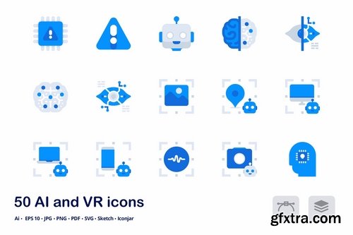 AI and VR Accent Duo Tone Flat Icons