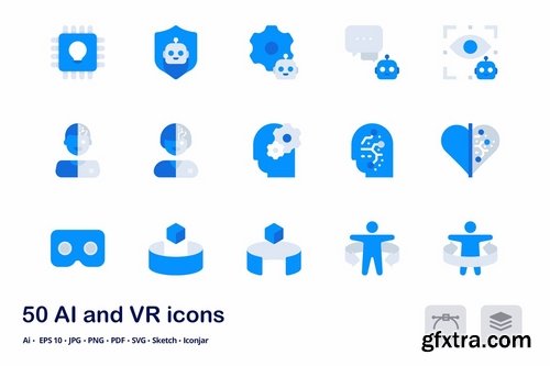 AI and VR Accent Duo Tone Flat Icons