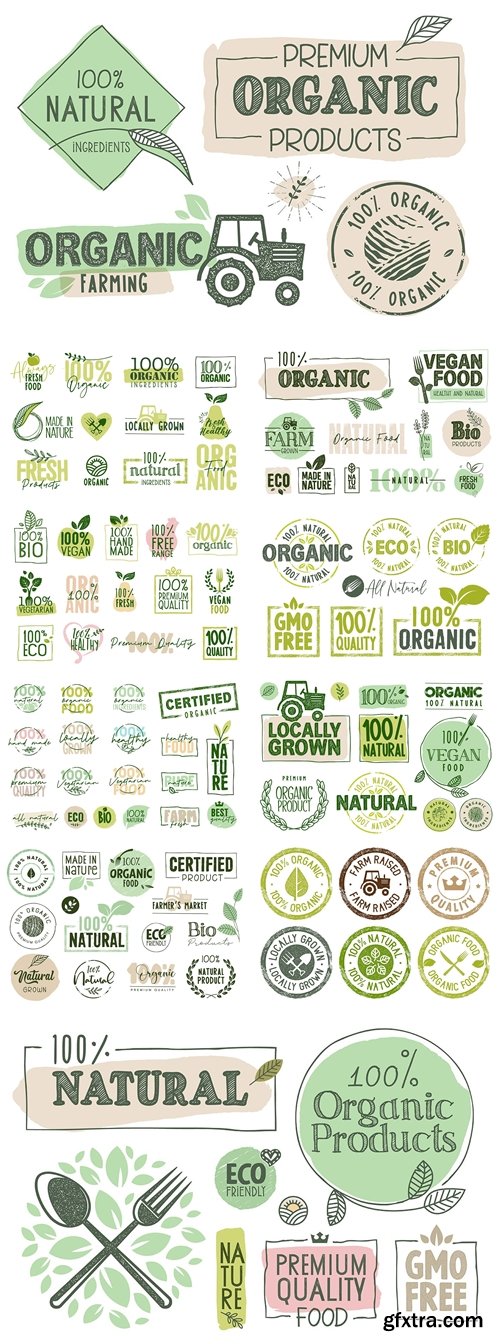 Organic Food Labels and Badges Collection