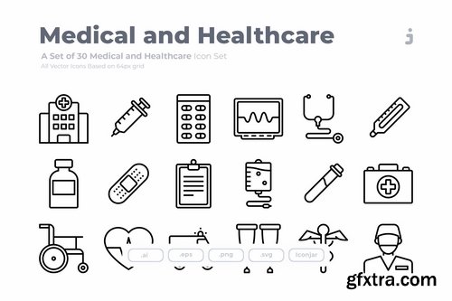 30 Medical and Healthcare Icons - Outliner