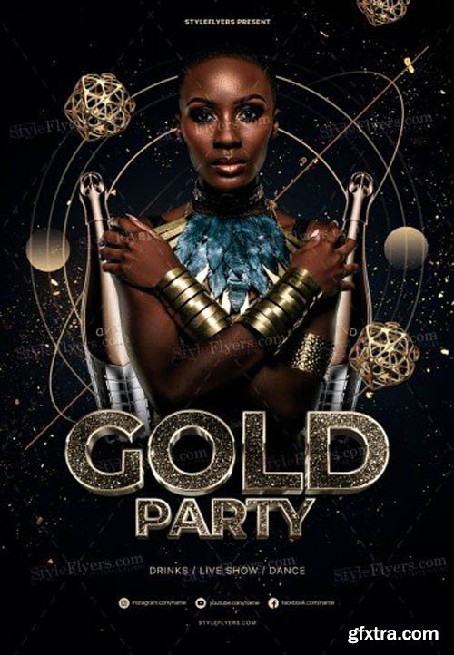 Gold Party V1208 2019 PSD Flyer Temlpate