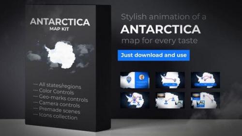 Udemy - Map of Antarctica with Territories - Antarctica Map Kit