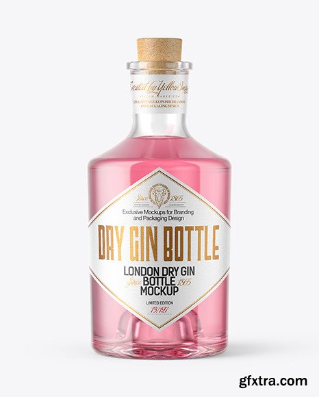 Gin Bottle with Cork Mockup 47557