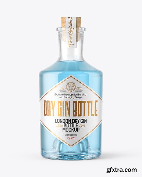 Gin Bottle with Cork Mockup 47557