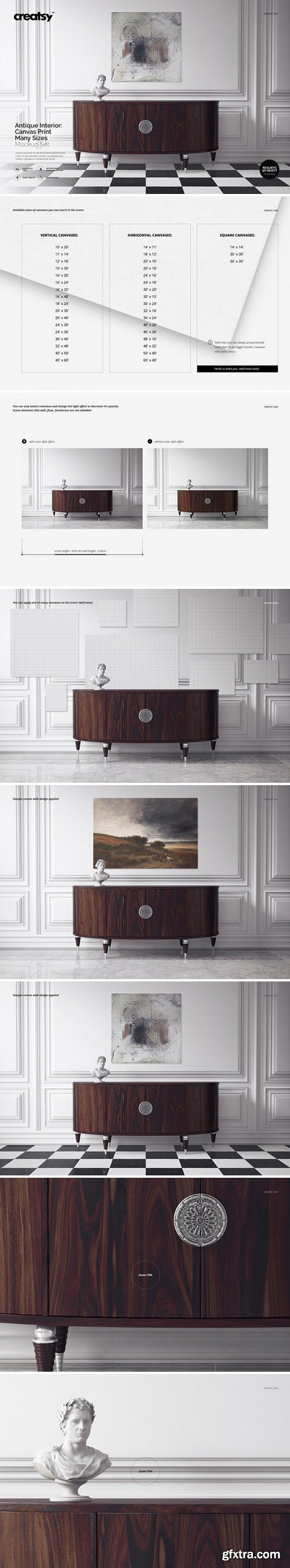 CM - Antique Interior Canvas Print Mockup 2808487