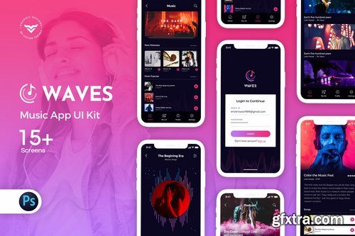 Waves Music Mobile App UI Kit